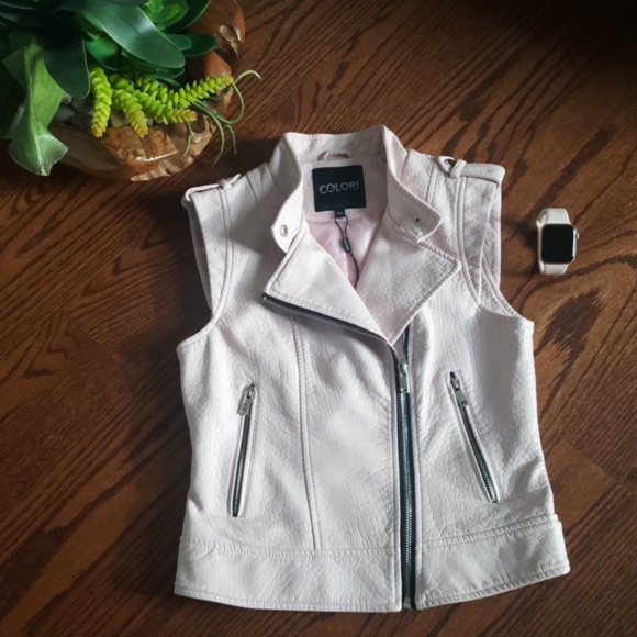 COLORI Rose Pink Leather Vest for Women Size P/S - Picture 1 of 9